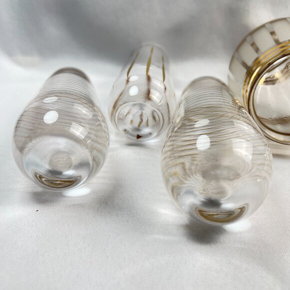 Mid-Century Modern Champagne Glass Flutes Gold & White Glassware Set of 3 - Picture 3 of 10